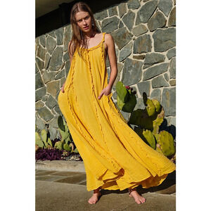 New Free People ENDLESS SUMMER Mckinley Maxi Dress $108 X-SMALL Yellow Boho